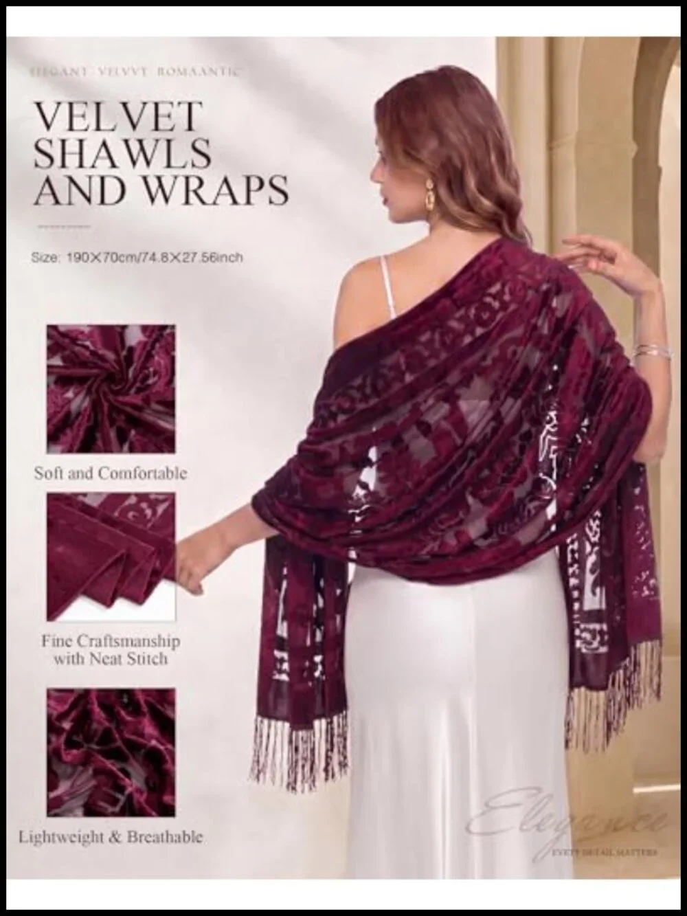 Velvet Shawl Wrap for Evening Dresses, Wedding Guest Scarf, Women Formal